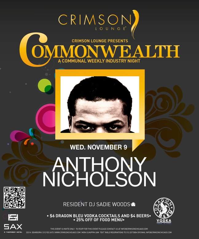 Commonwealth Wednesday featuring Anthony Nicholson en Crimson Lounge At ...