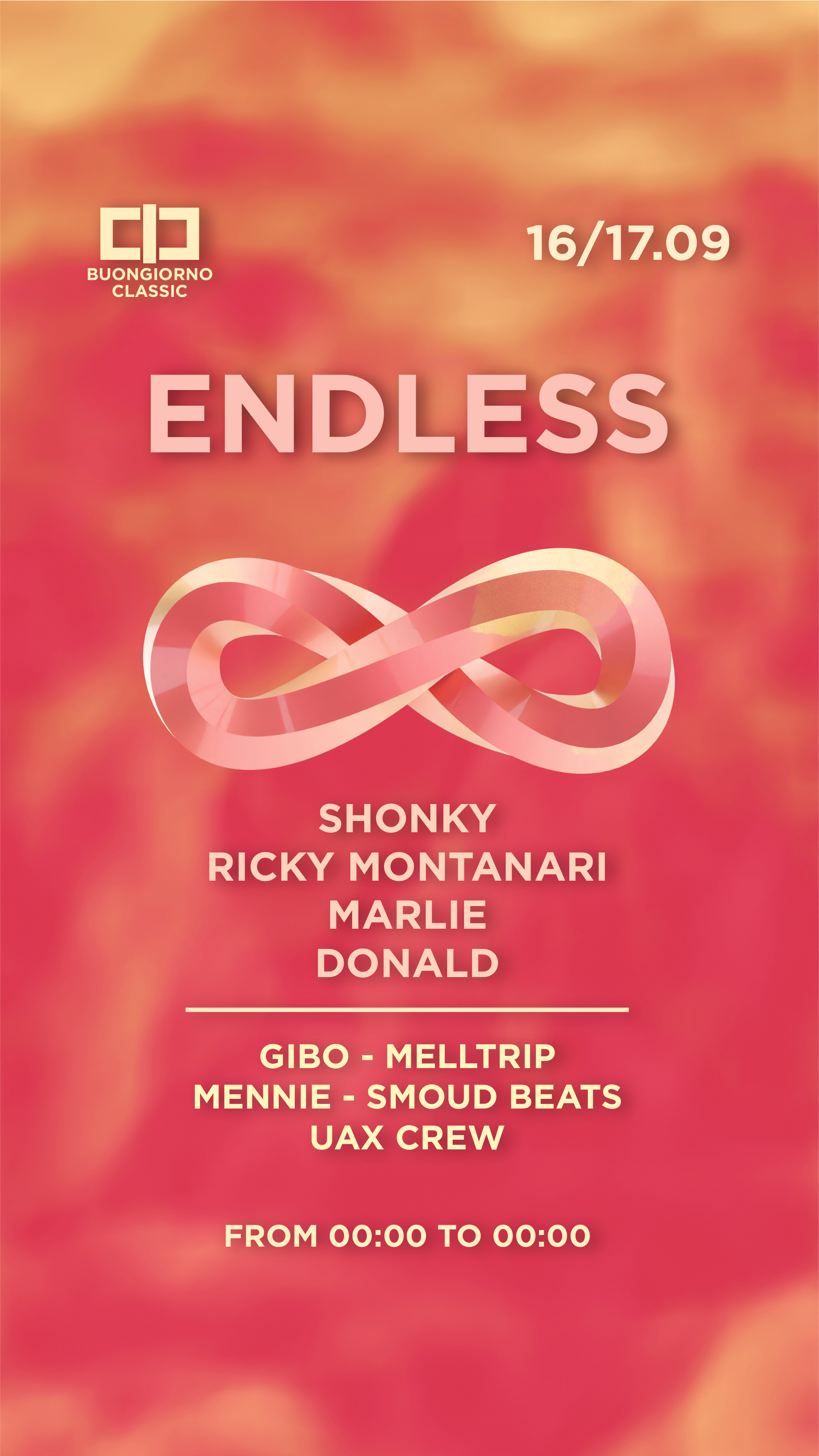 Endless ∞ Shonky - Ricky Montanari - Marlie - Donald - フライヤー表