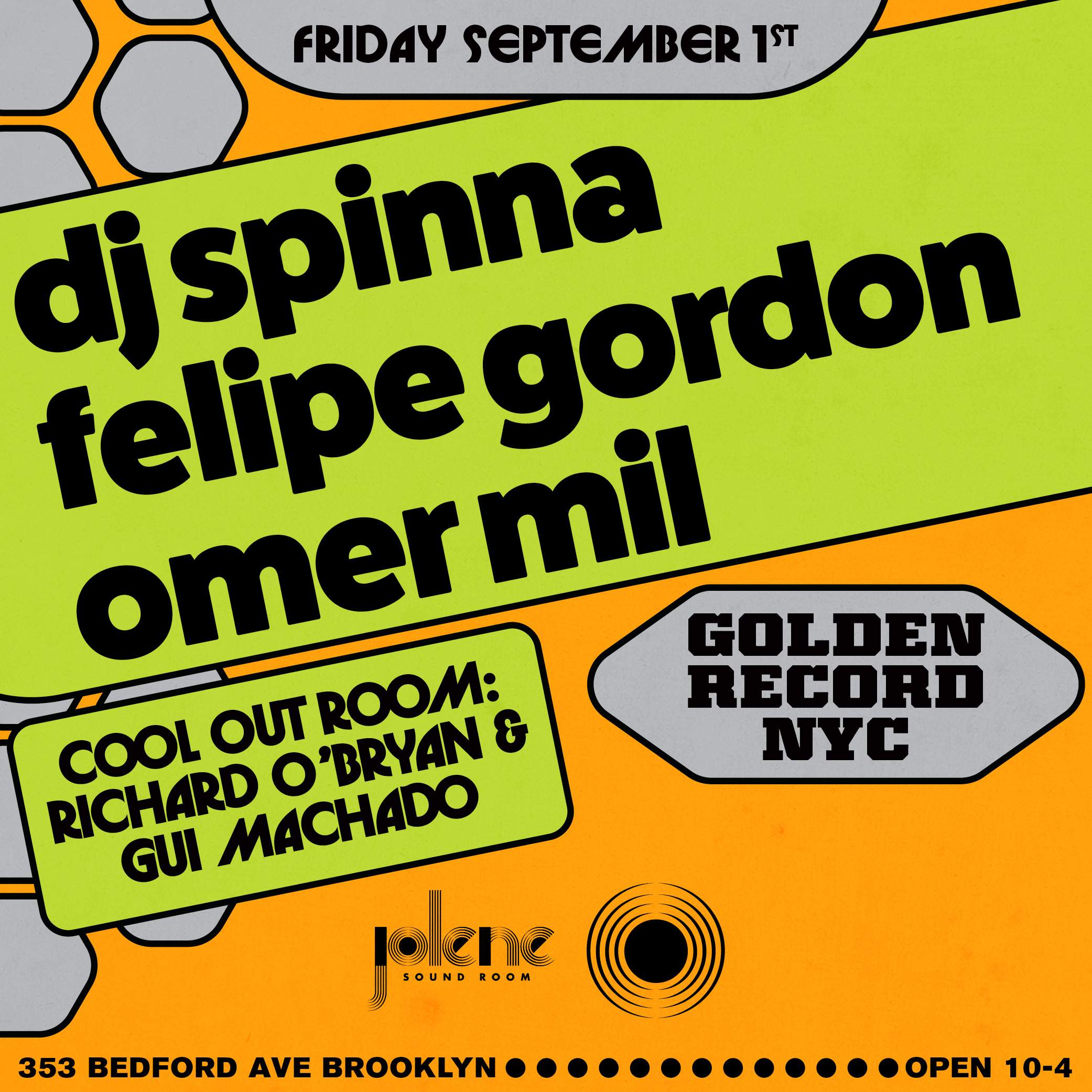 Golden Record NYC: DJ Spinna, Felipe Gordon, Omer Mil - フライヤー表