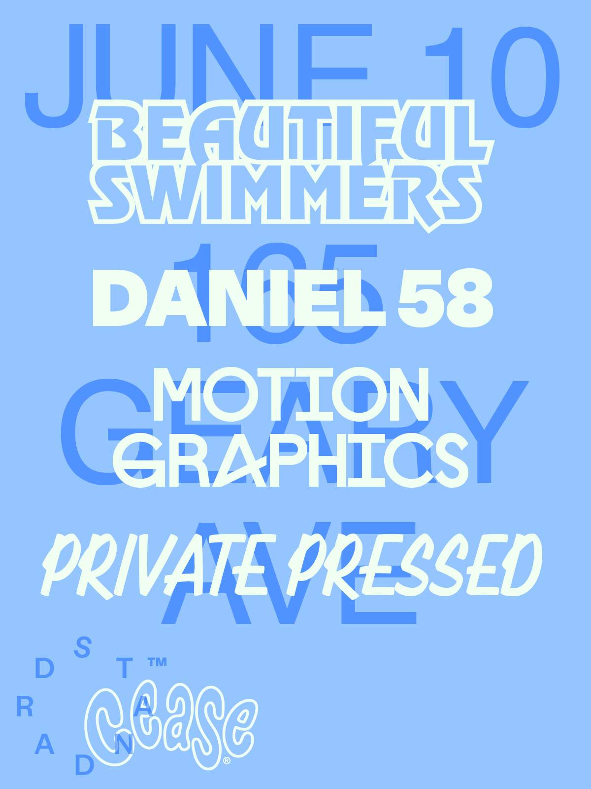 030: Beautiful Swimmers, Motion Graphics, Daniel 58 and Private Pressed - フライヤー表