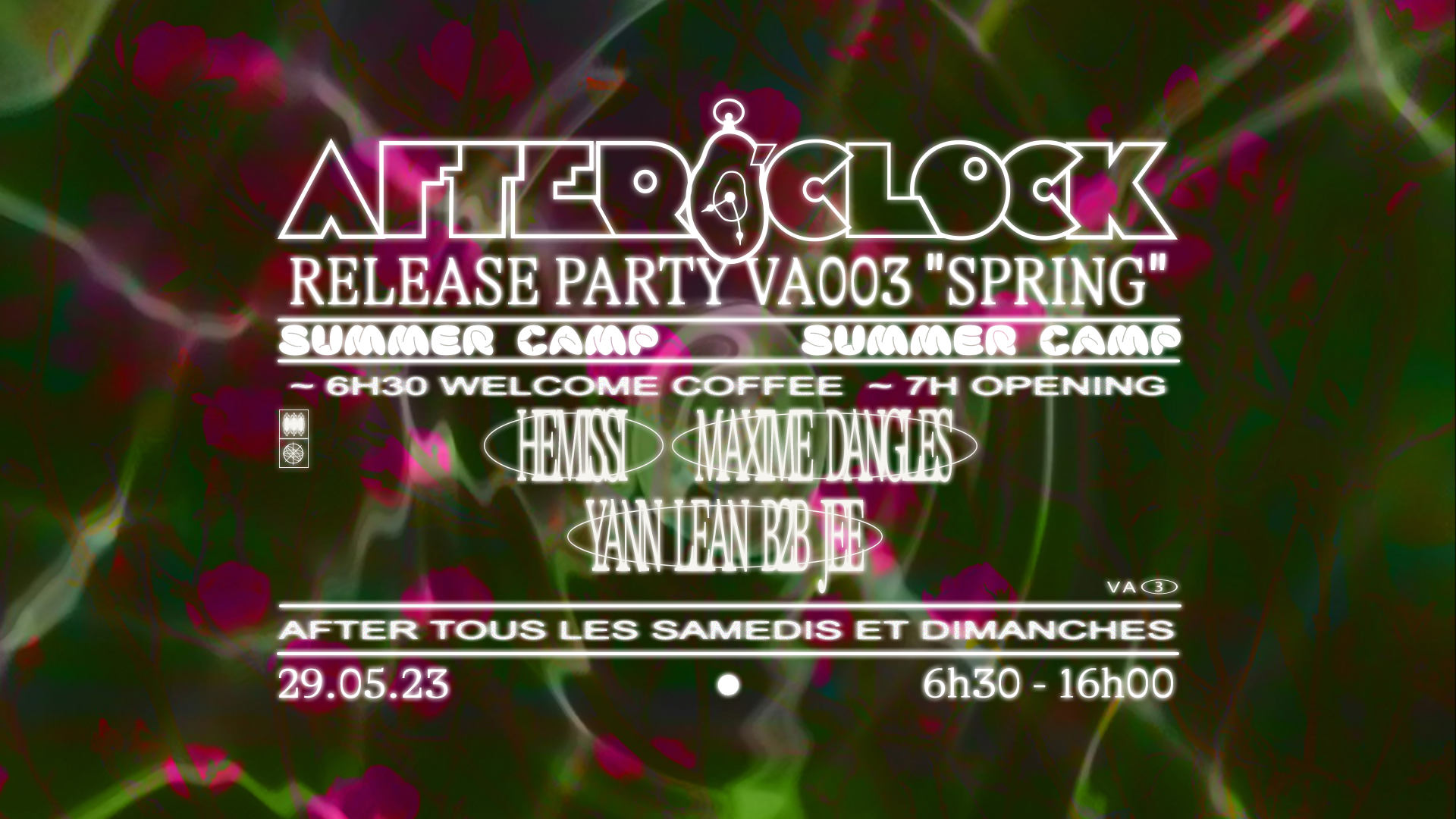 After O'Clock: Release party 'SPRING' avec Hemissi, Maxime Dangles, Yann Lean B2B Jee - フライヤー表