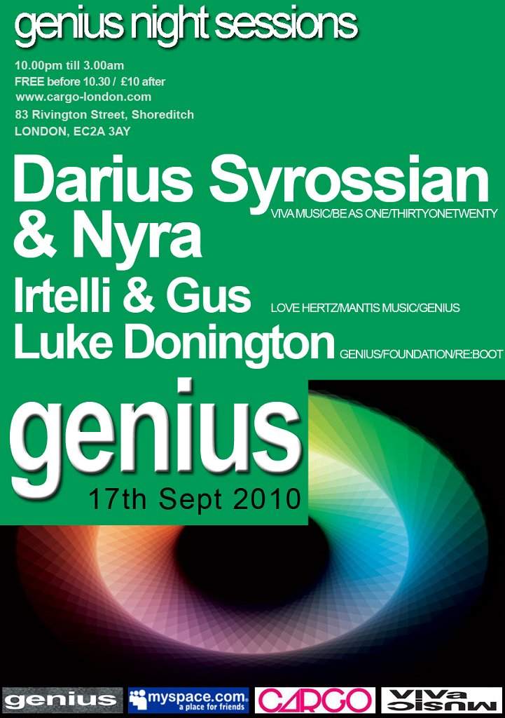 Genius Night Sessions with Darius Syrossian & Nyra - Página frontal