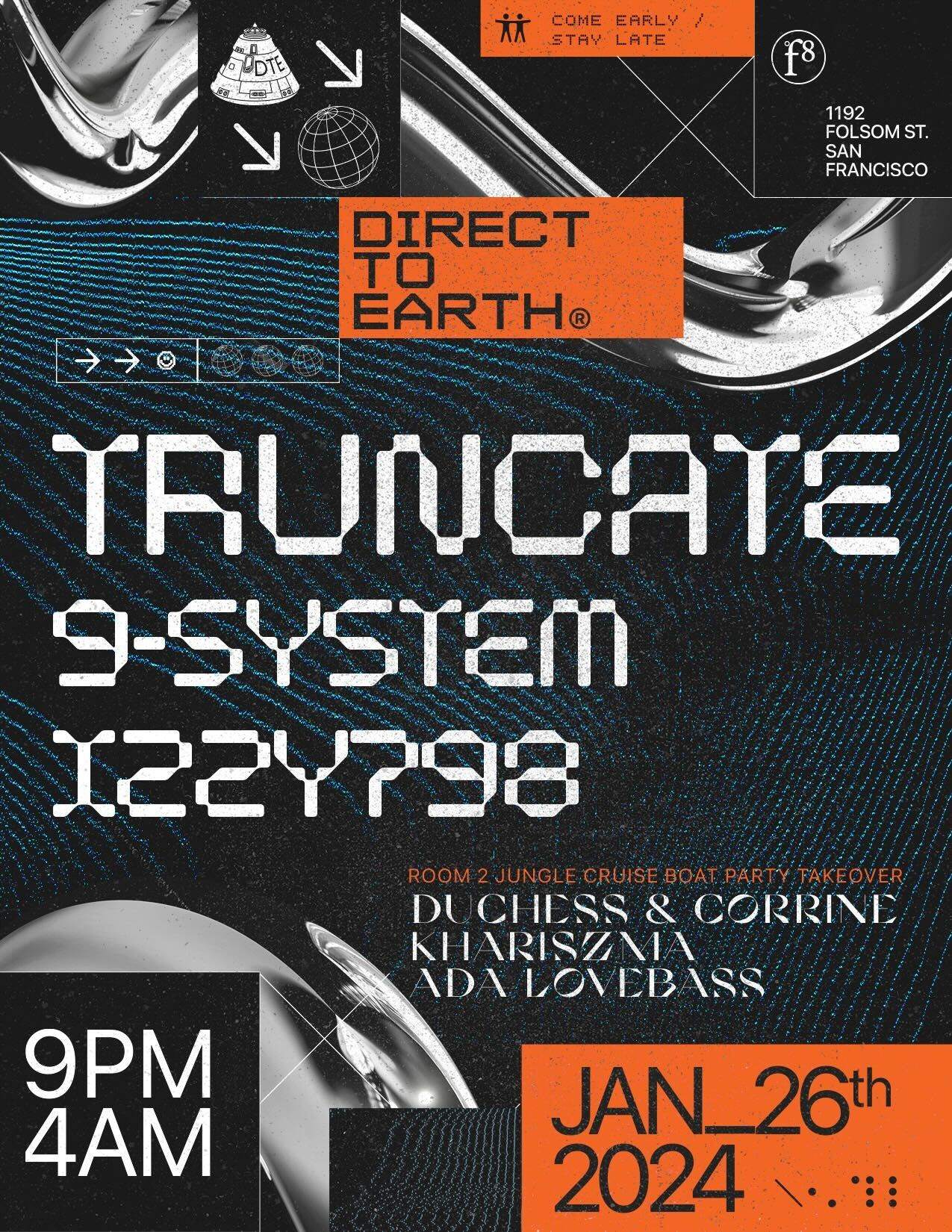Direct to Earth with Truncate, 9-System, IZZY798 and Jungle Cruise DnB - Página frontal