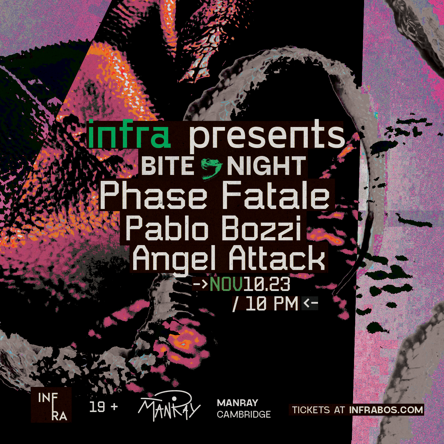 Infra presents Phase Fatale, Pablo Bozzi & Angel Attack - フライヤー表