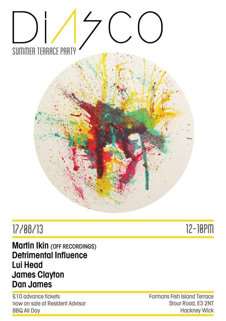 Diasco Summer Terrace Party Feat. Martin Ikin - Daytime Party - 12-Late. Venue CHANGE! Now AT - フライヤー表