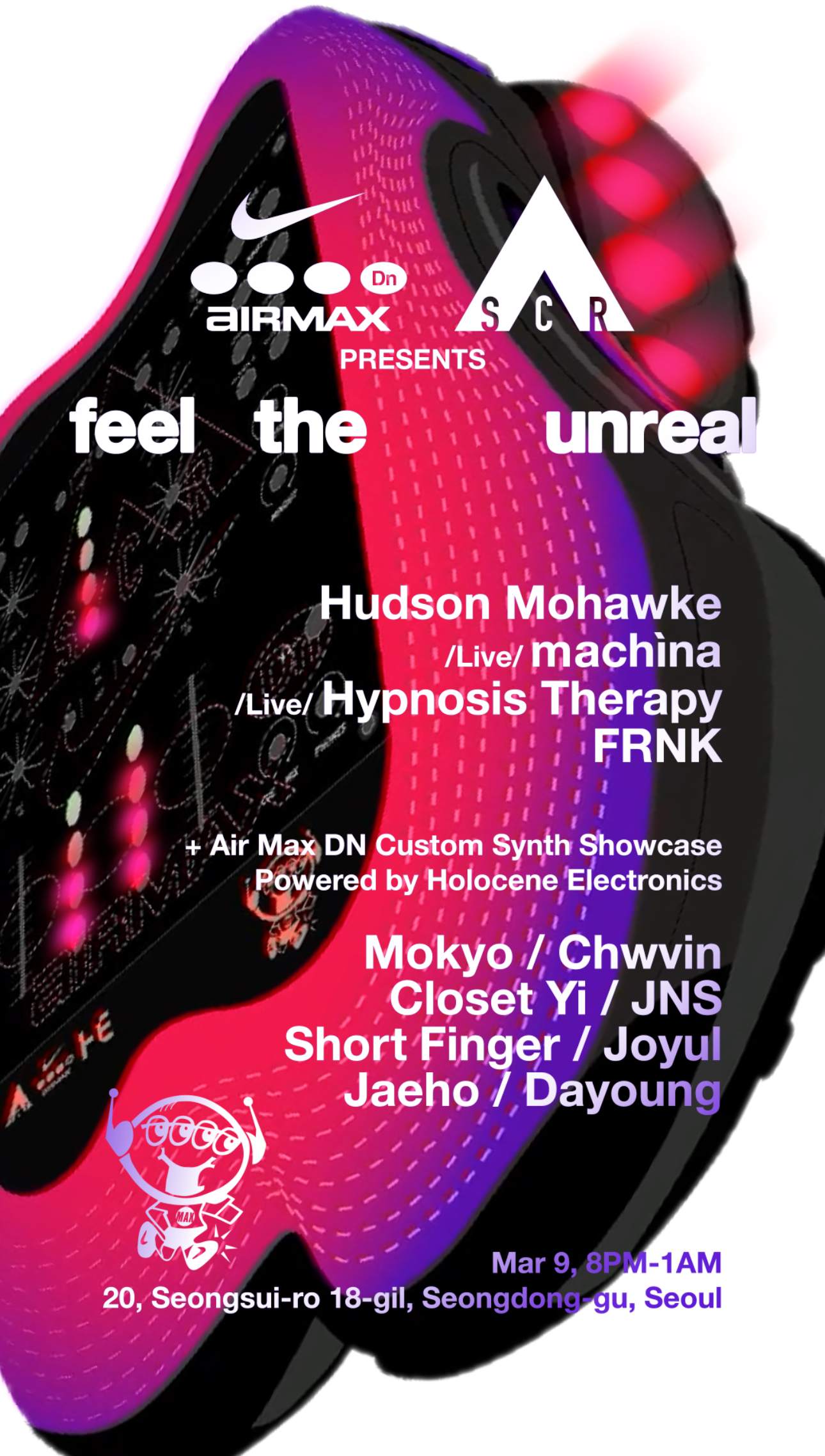 Nike Air Max & SCR present 'feel the unreal' with Hudson Mohawke - フライヤー表
