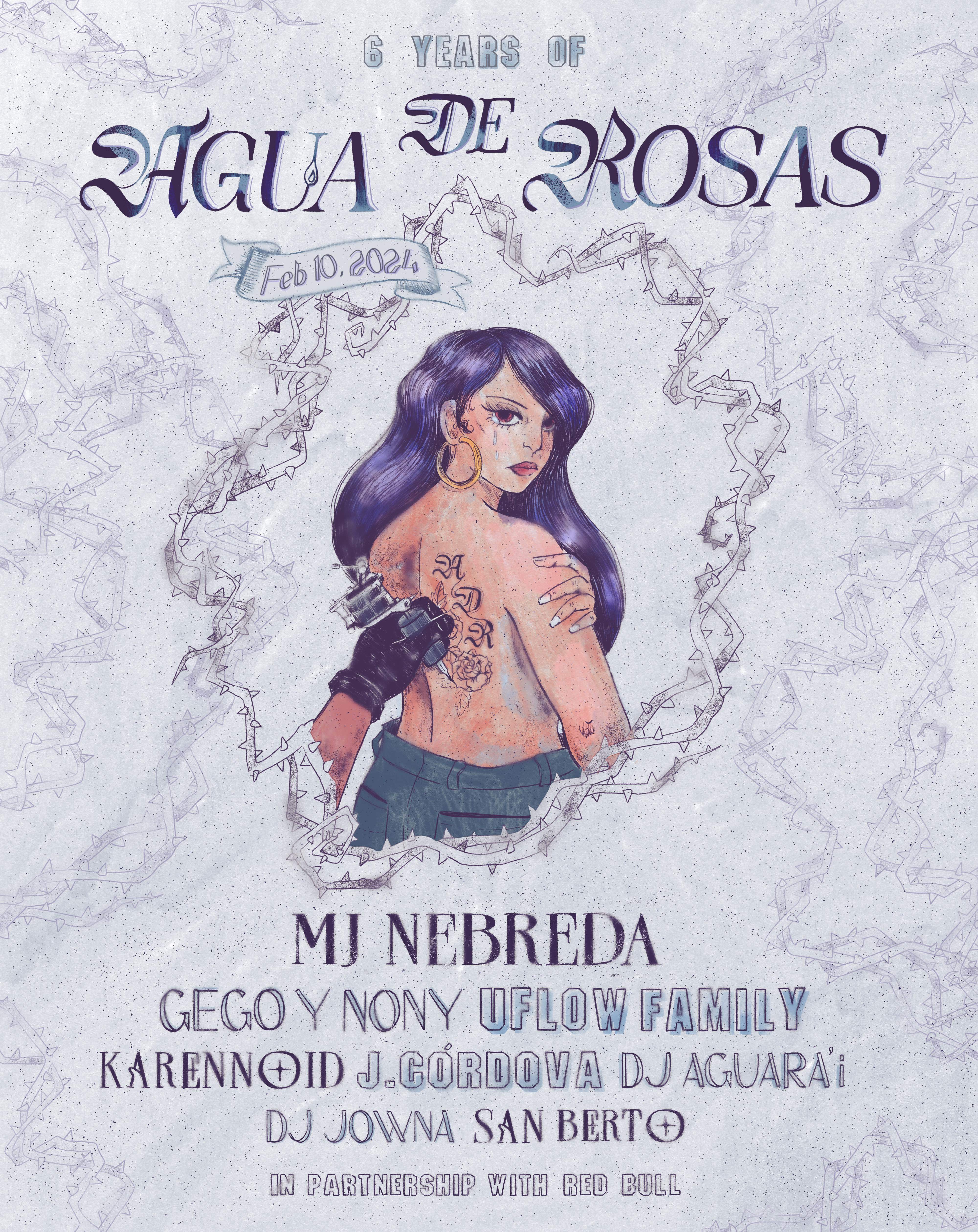 6 Years of Agua de Rosas – MJ Nebreda - フライヤー表