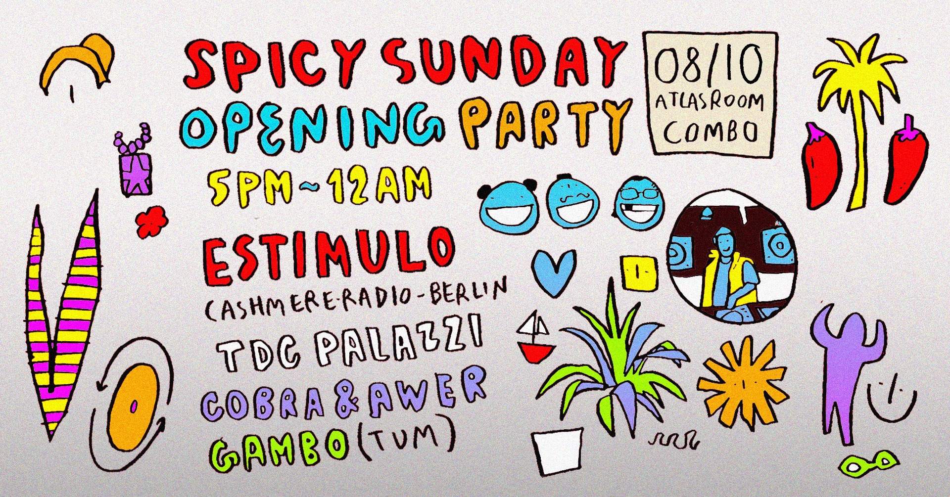 Spicy Sunday - Opening Party with Estimulo - フライヤー表