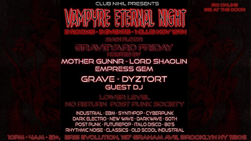 Club Nihil: Vampyre Eternal Night & No Return Post Punk Society - Página frontal