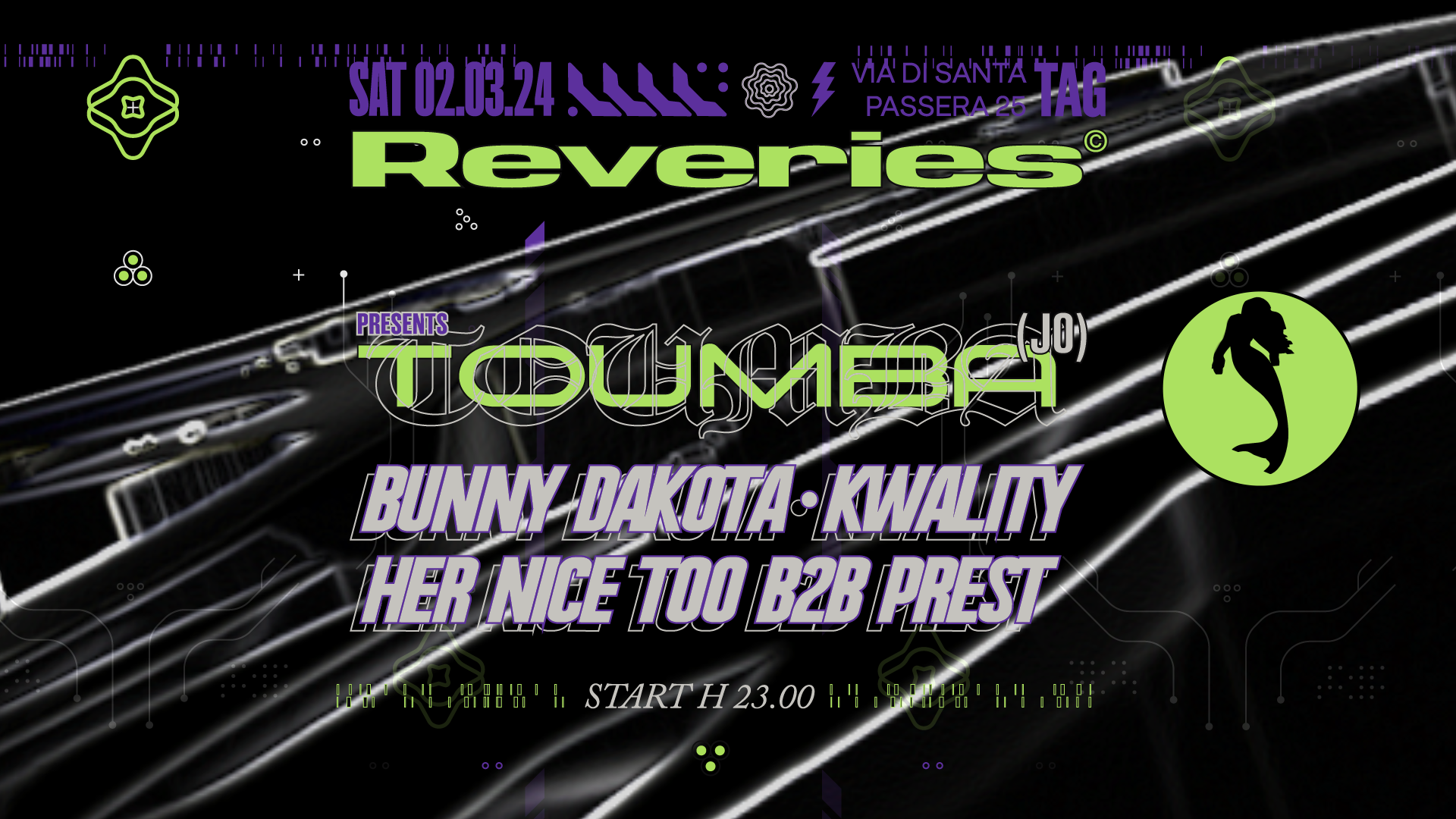 Reveries presents: Toumba (JO), Bunny Dakota, Kwality, Her Nice Too b2b Prest - フライヤー表