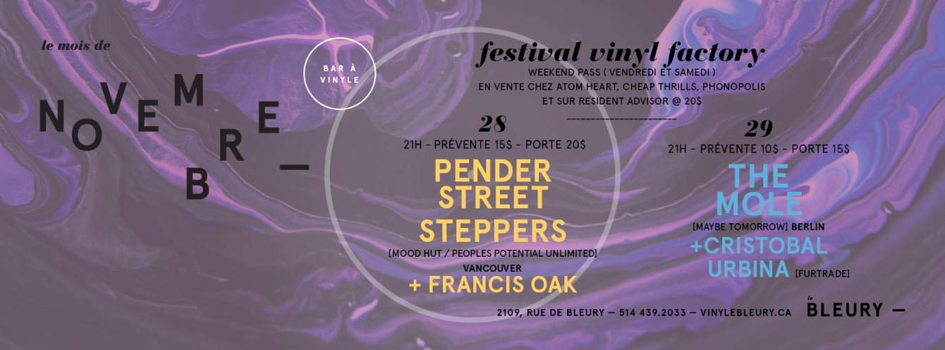 Vinyle Factory Festival presents Pender Steet Steppers, The Mole, Cristobal Urbina - Página frontal