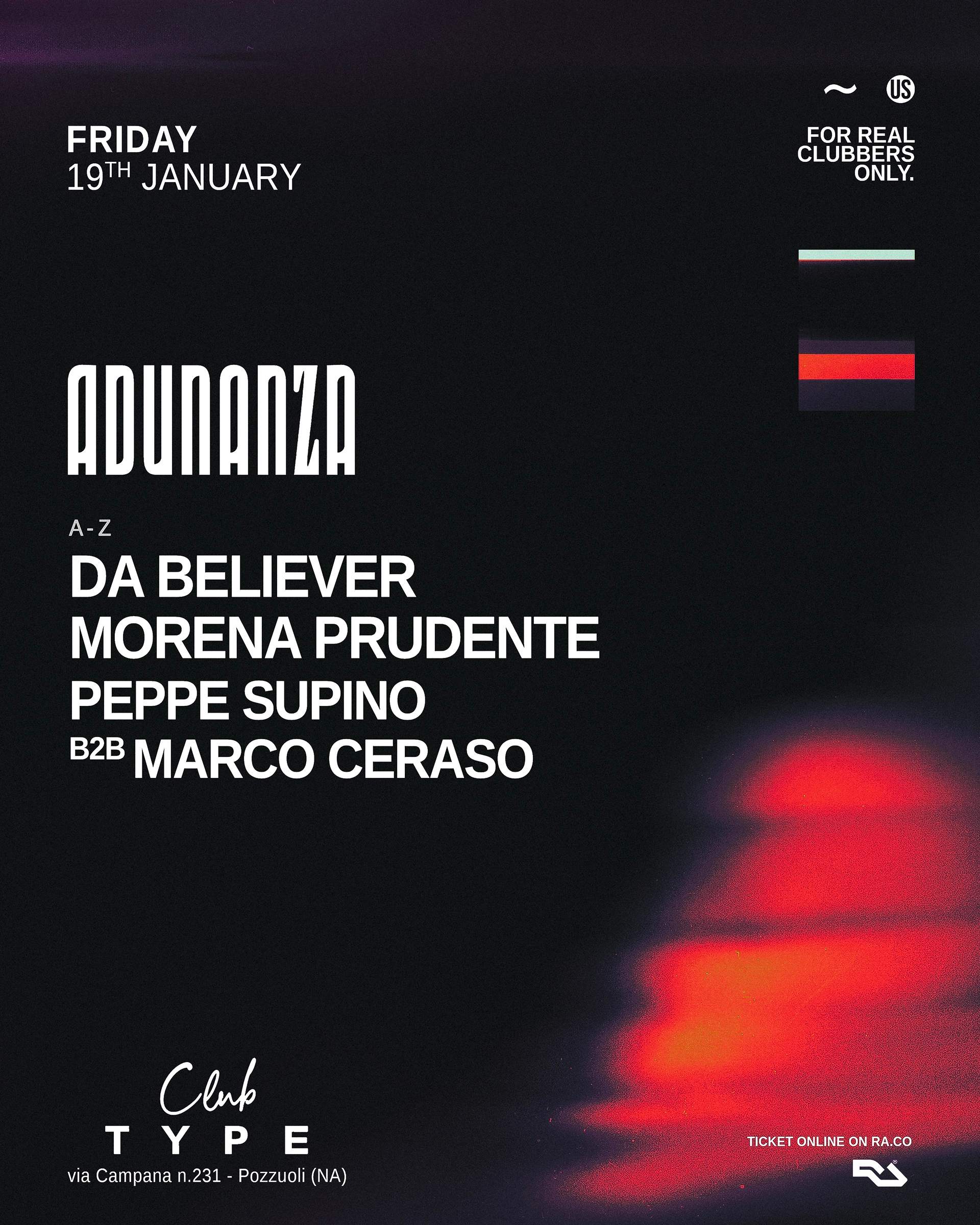 ADUNANZA ~ 36 • da Believer + Morena Prudente + Marco Ceraso B2B Peppe Supino - フライヤー裏