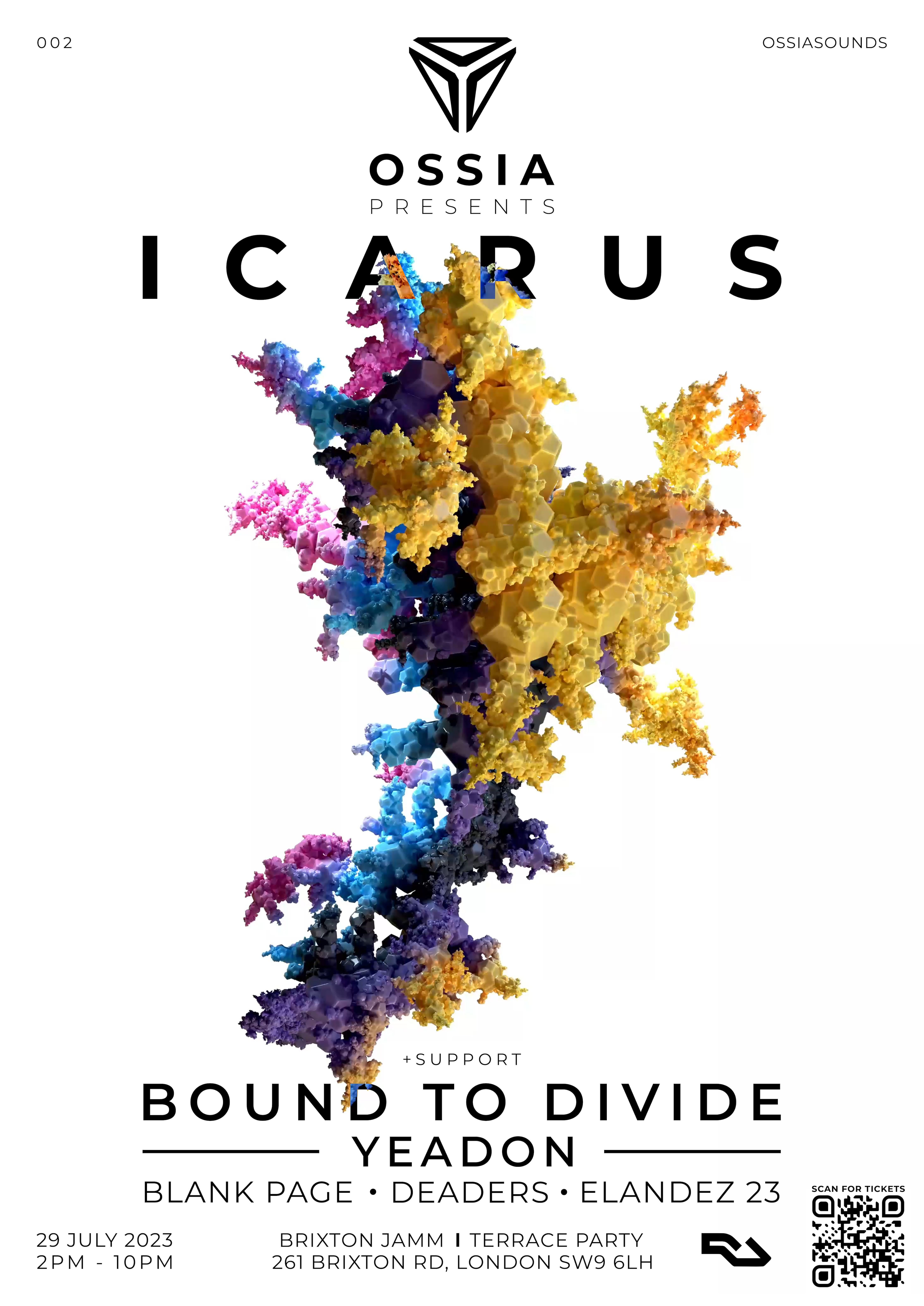 OSSIA presents Icarus, Bound To Divide, Yeadon [DAY PARTY] - Página frontal