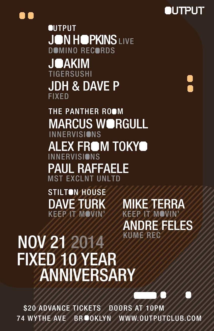 Fixed 10th Anniv. with Jon Hopkins/ Joakim/ JDH & Dave P and Marcus Worgull/ Alex From Tokyo - Página frontal