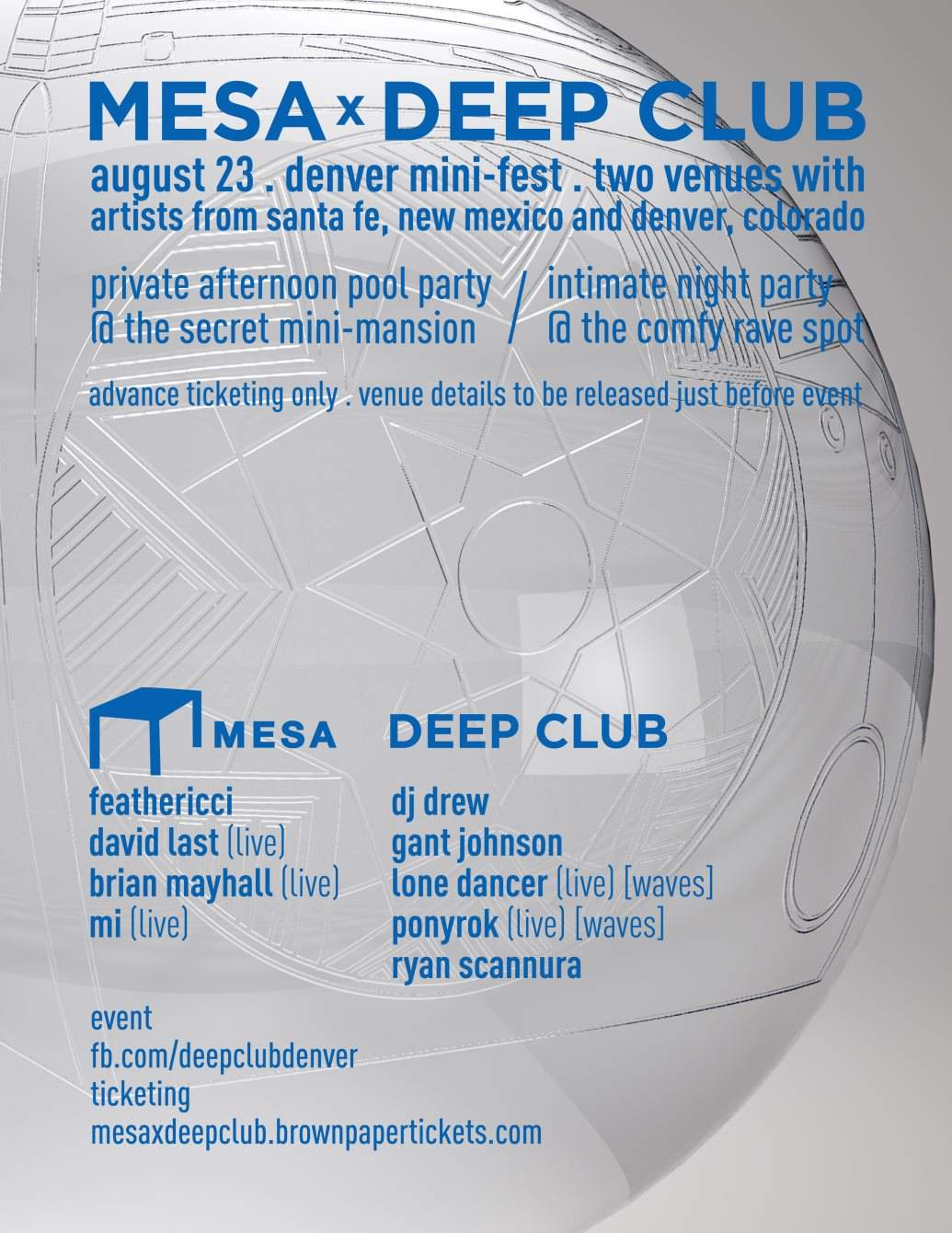 Mesa x Deep Club: A Mesa Recordings Denver Showcase - フライヤー表