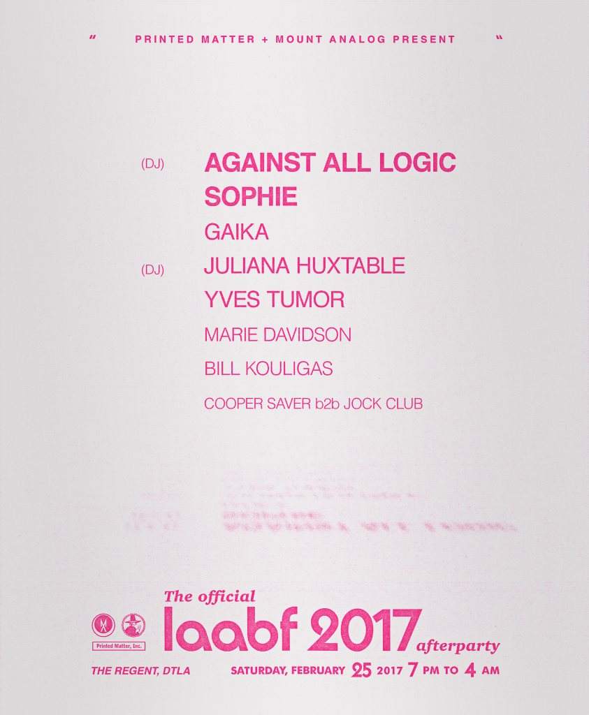 Printed Matter and Mount Analog present The Official LA Art Book Fair (LAABF) Afterparty - Página frontal