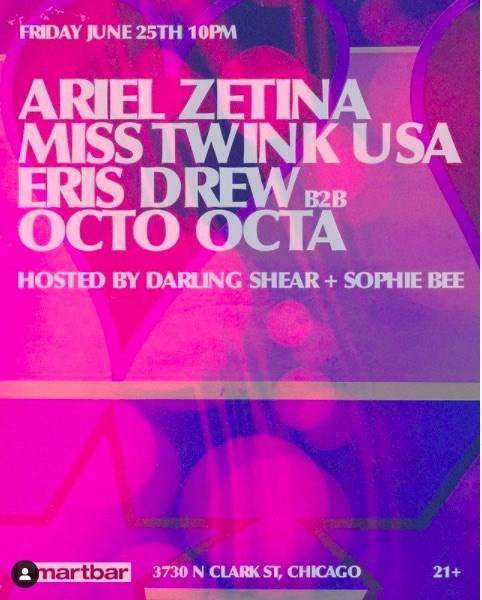 Eris Drew b2b Octo Octa - Ariel Zetina - Miss Twink USA - Página frontal