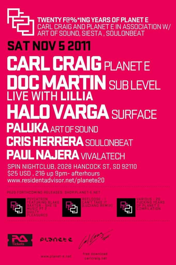 Art Of Sound presents 20 Years Of Planet E, Carl Craig & Doc Martin 'Sublevel Live with Lillia' - Página trasera