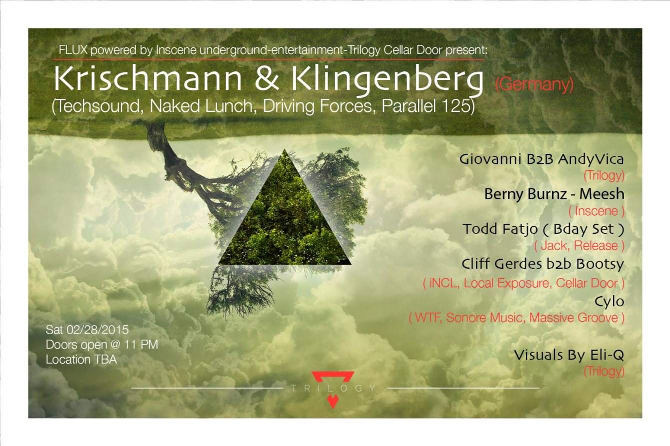 Flux Inscene-Underground Entertaiment-Trilogy & Cellar Door present: Krischmann & Klingenberg - フライヤー表