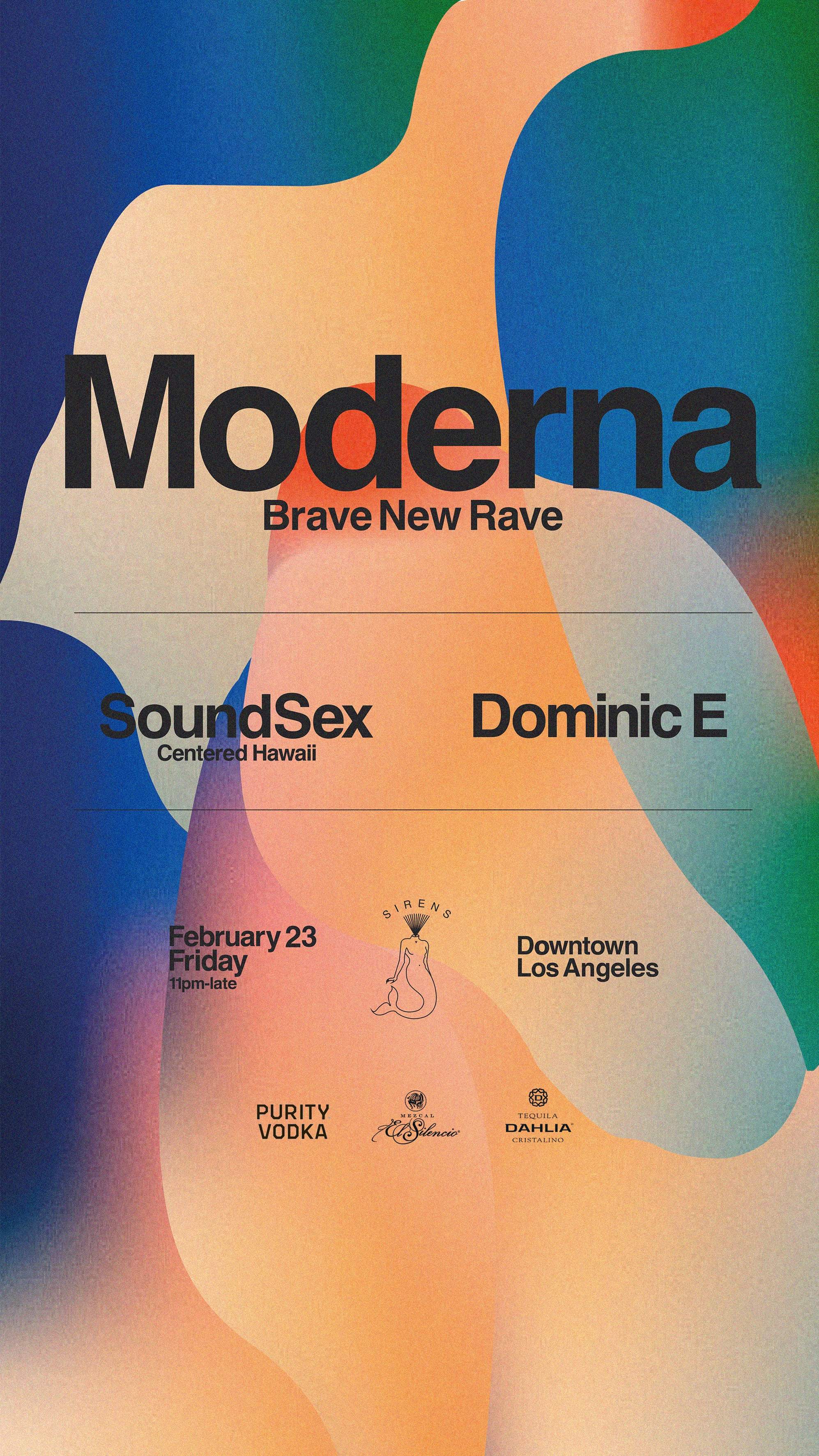 Sirens: Moderna, SoundSex, Dominic E - フライヤー裏