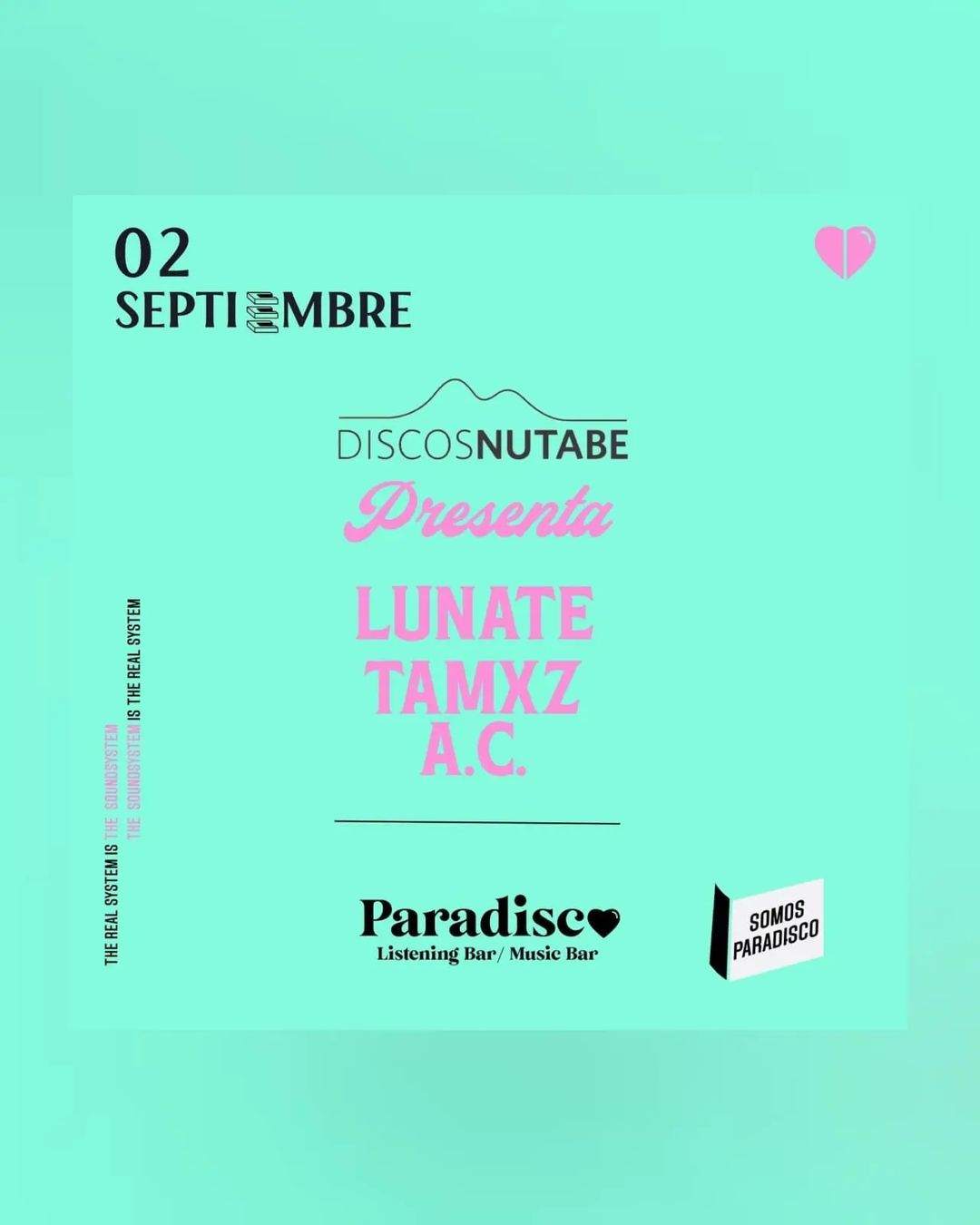 Discos Nutabe presenta: Lunate / Tamxz / A.C. - フライヤー表