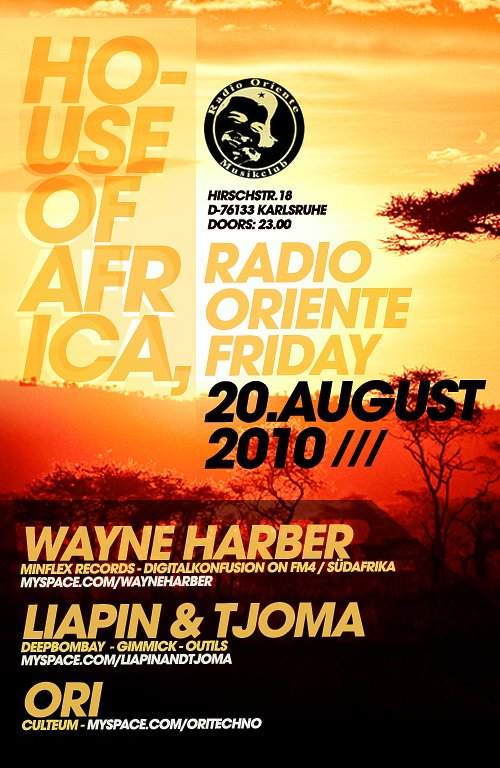 House Of Africa Mit Wayne Harber, Ori, Liapin - フライヤー表