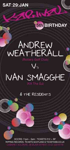 Karnival 5th Birthday feat Andrew Weatherall vs Ivan Smagghe - Página frontal