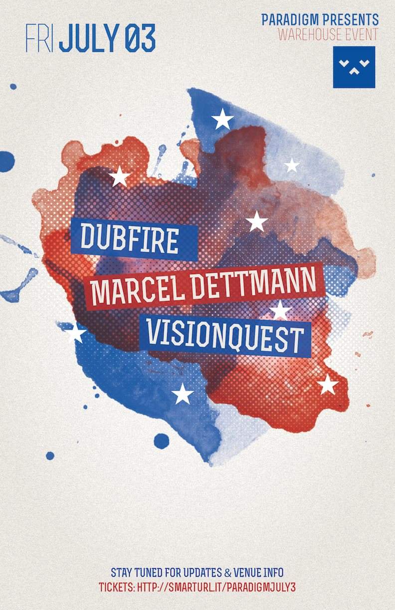Paradigm presents Dubfire - Marcel Dettmann - Visionquest: July 3rd Warehouse Event - Página frontal