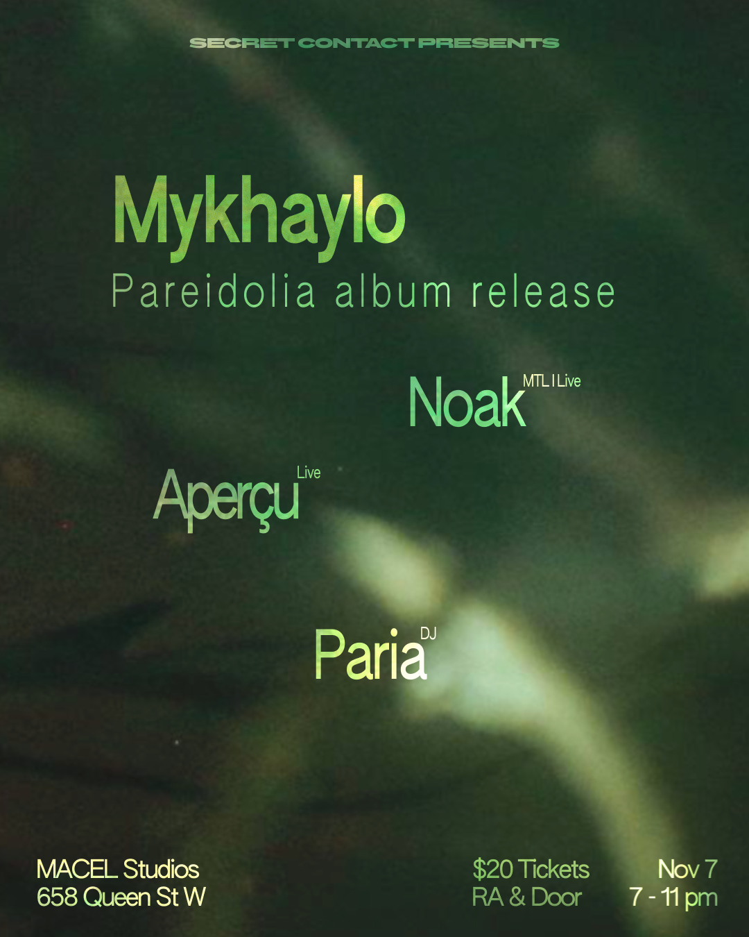 Secret Contact: Mykhaylo album launch 'Pareidolia' at Macel Studios ...