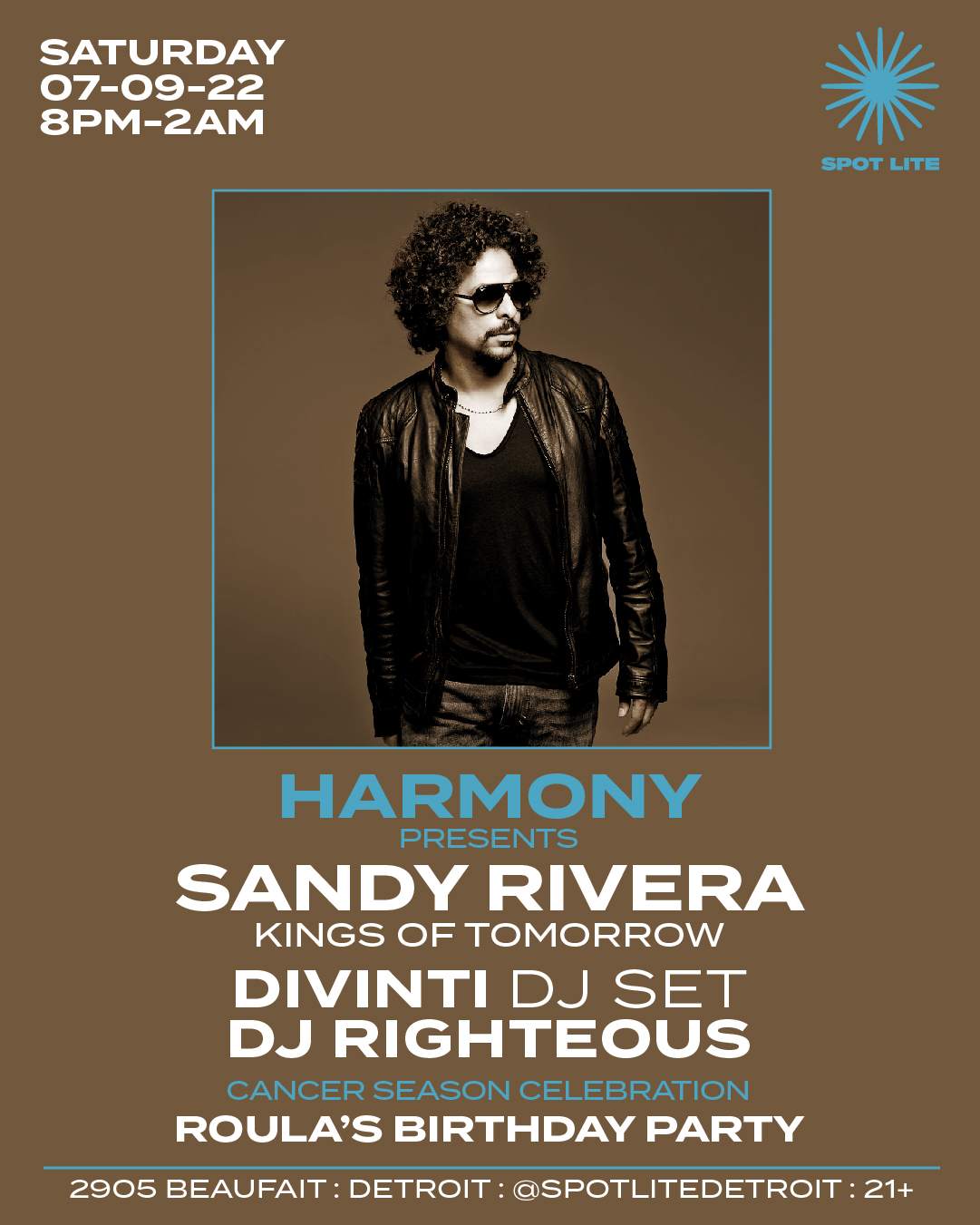 Harmony presents: Sandy Rivera (Kings of Tomorrow)/ Diviniti (DJ SET) / DJ Righteous - Página frontal