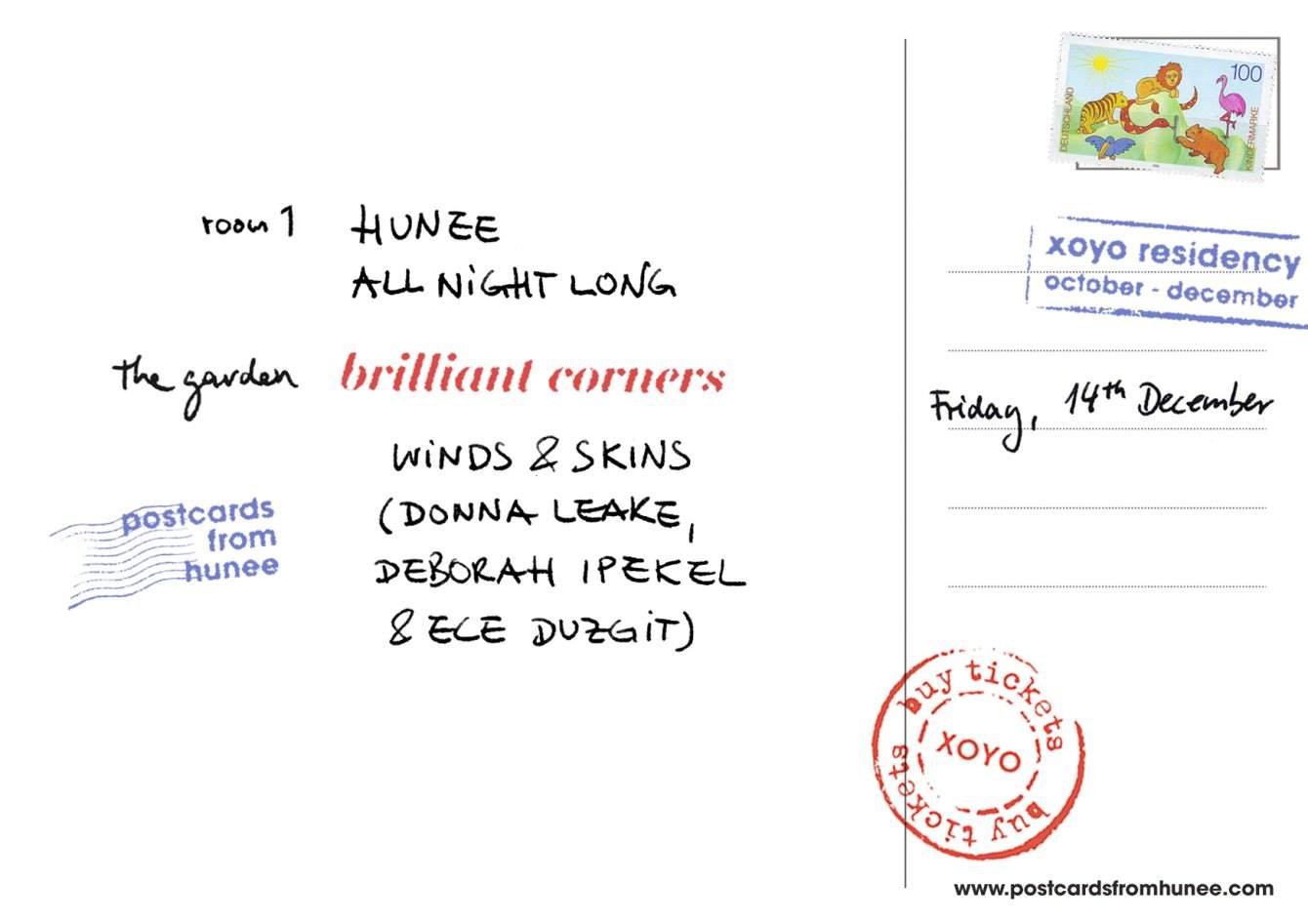 Hunee All Night Long + Winds & Skins (Donna Leake, Deborah Ipekel, Ece Duzgit) - Página trasera