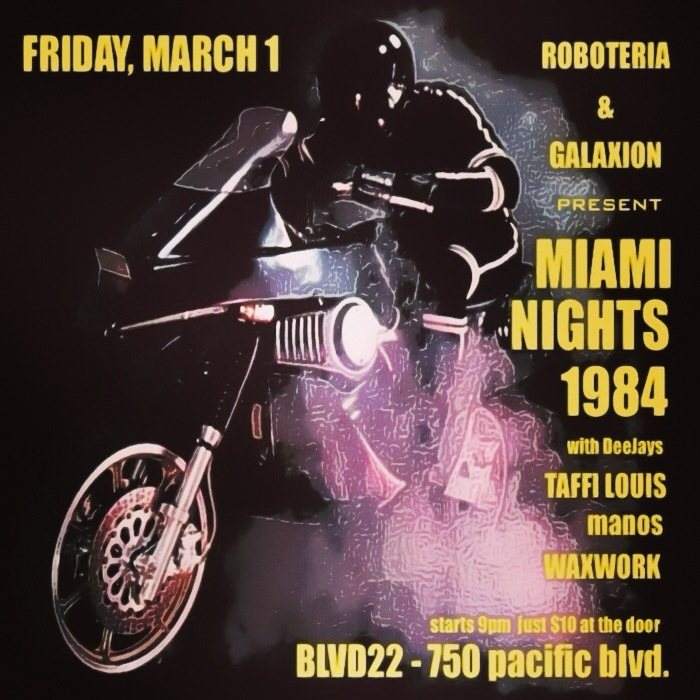 Roboteria & Galaxion present Miami Nights 1984 - Página frontal