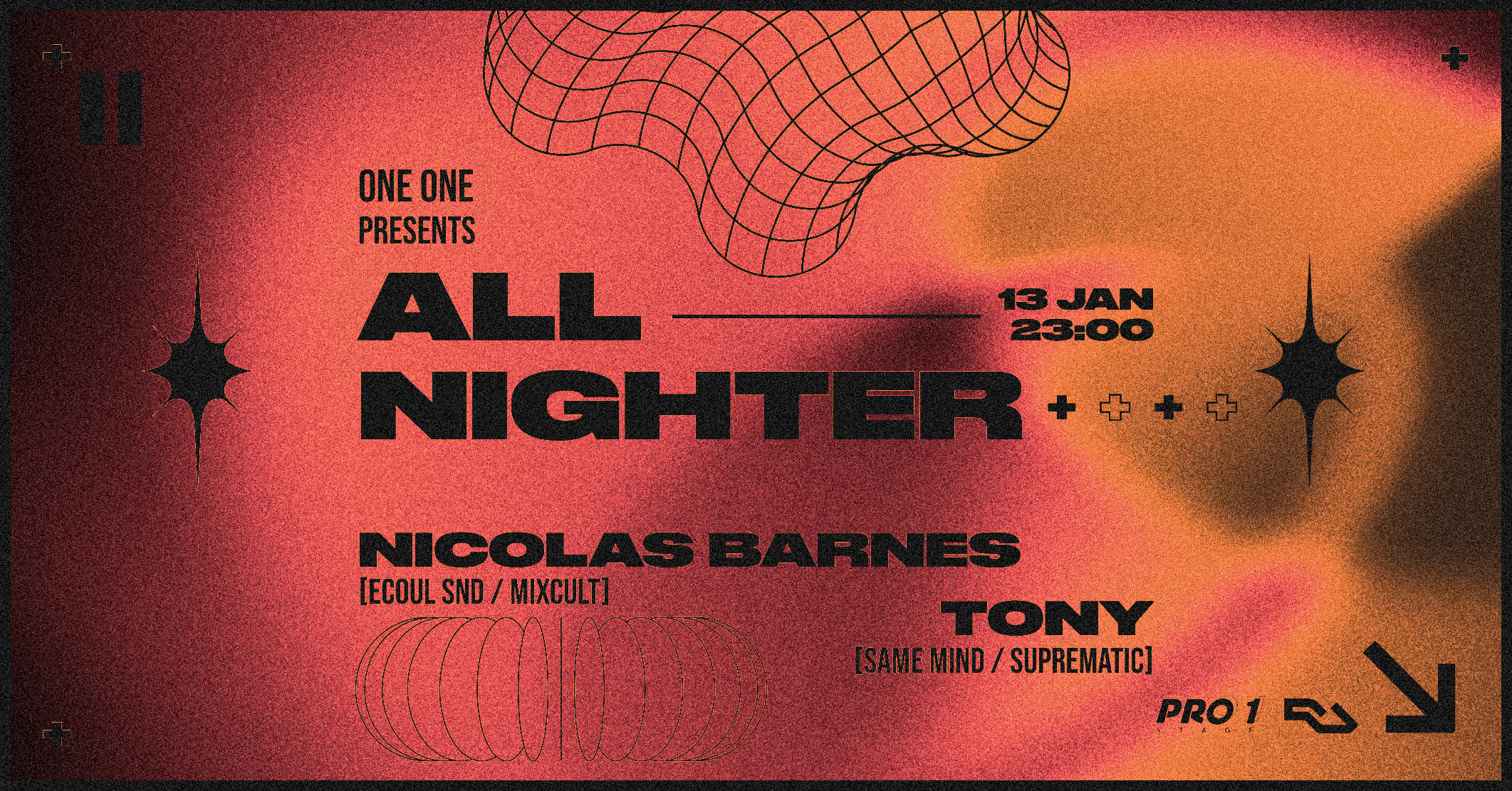 Nicolas Barnes & Tony ( ALL NIGHTER) - フライヤー表