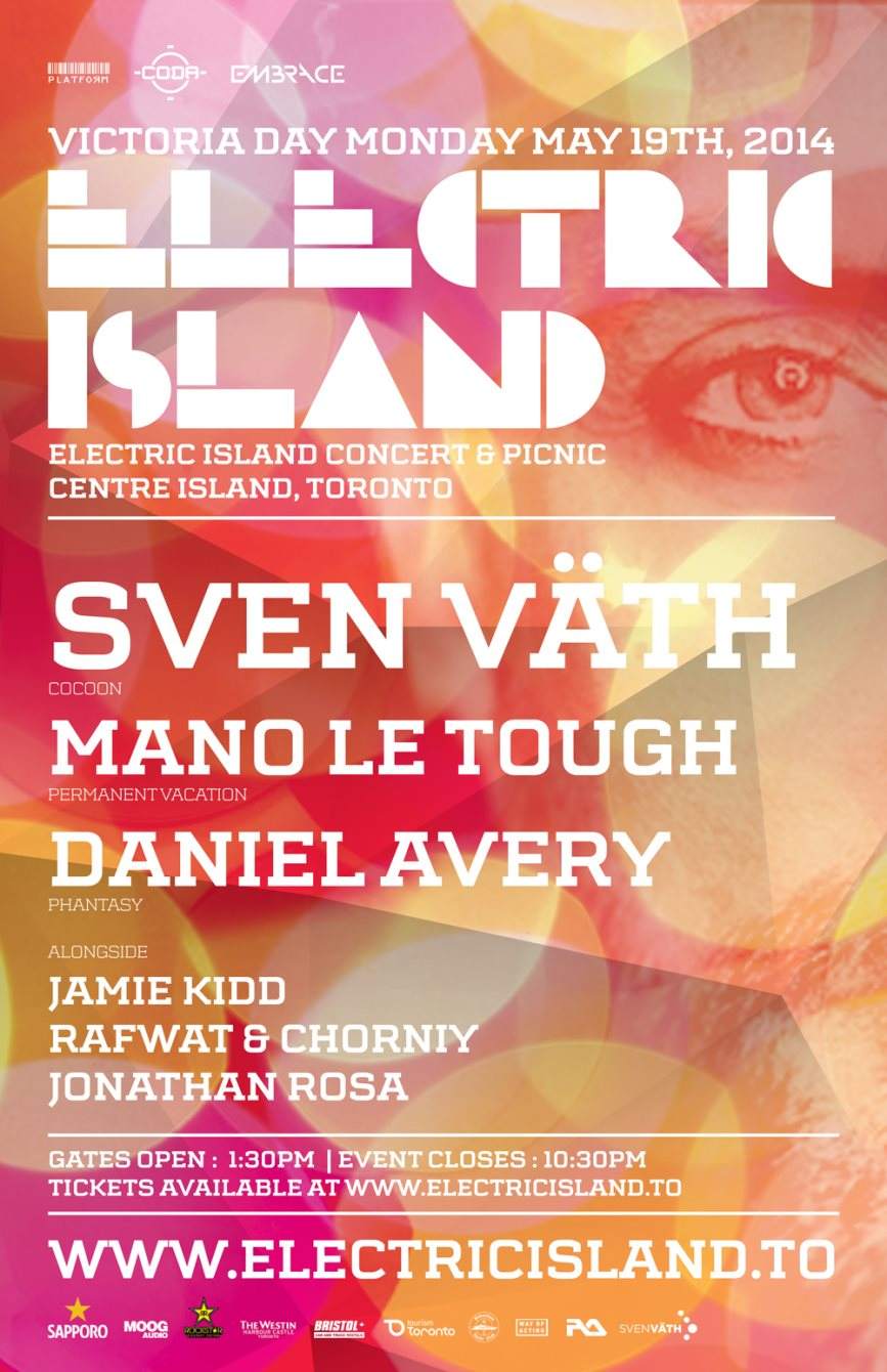 Electric Island Victoria Day: Sven Vath, Mano Le Tough, Daniel Avery - フライヤー表