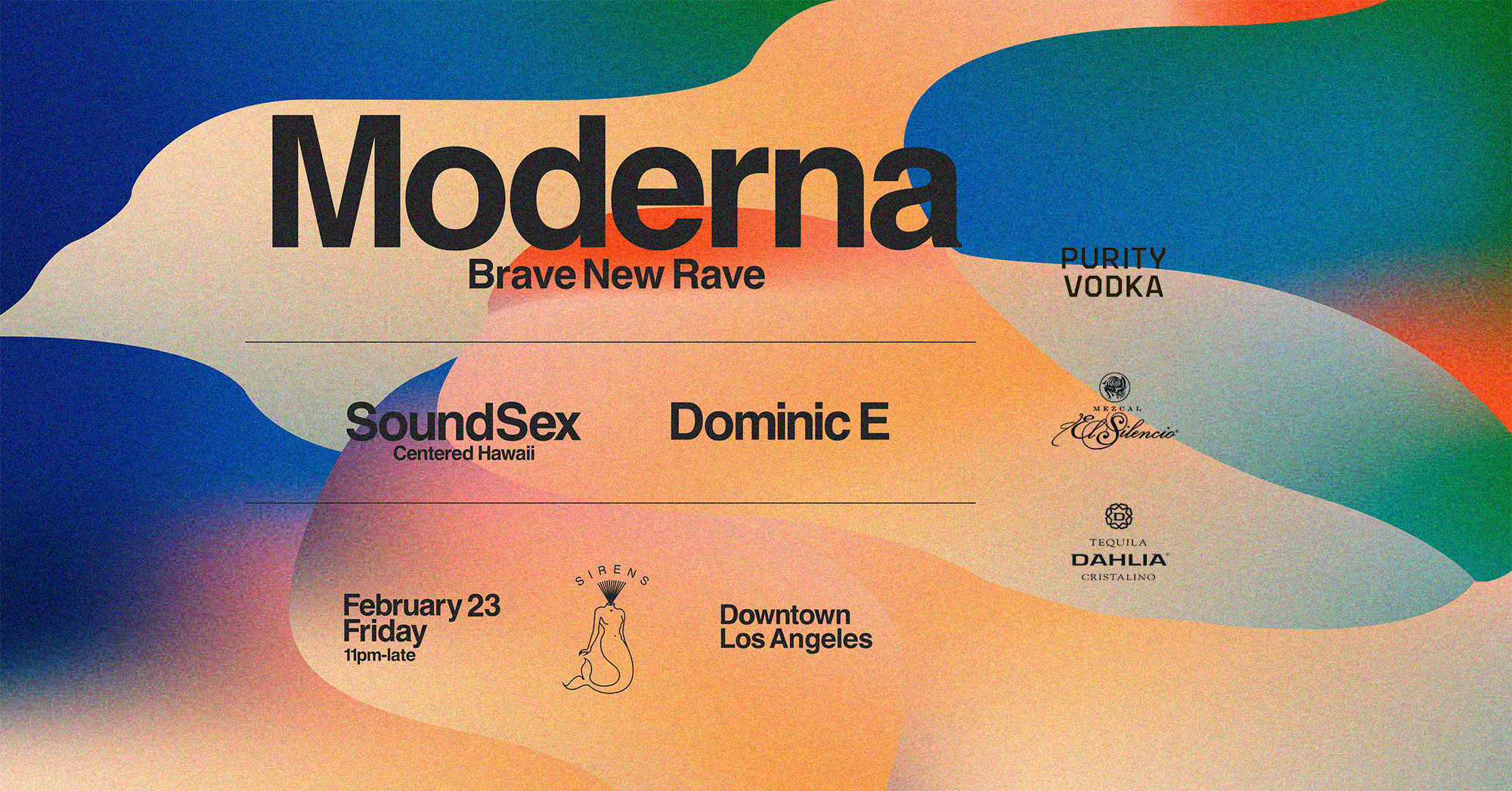 Sirens: Moderna, SoundSex, Dominic E - フライヤー表