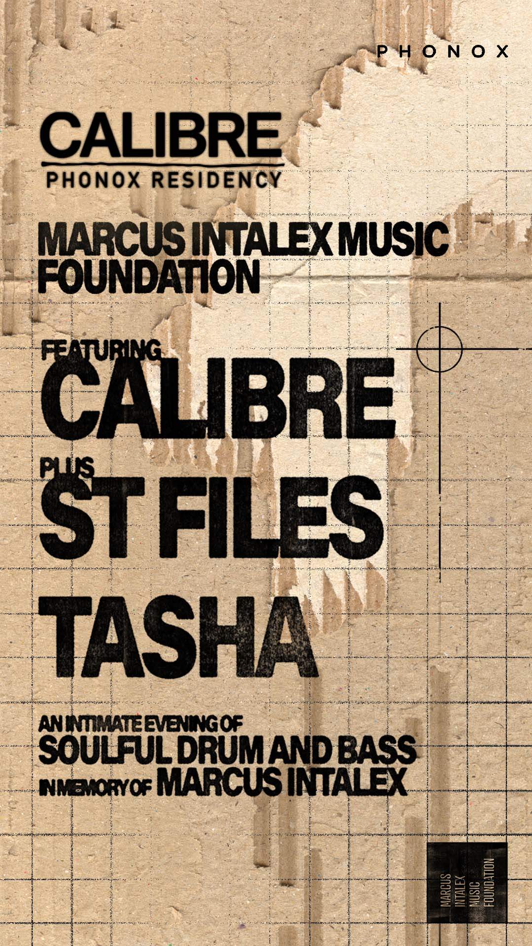 Calibre, ST Files & Tasha - The Marcus Intalex Music Foundation - フライヤー裏