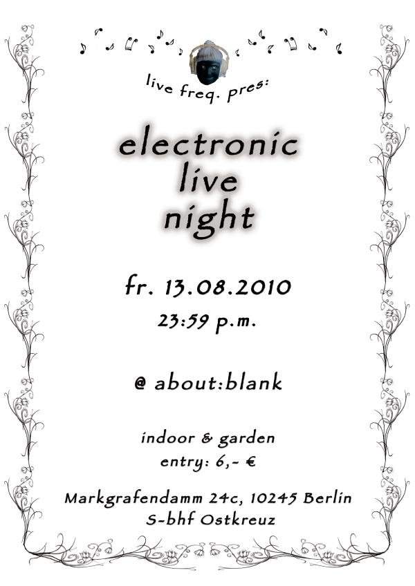 Live Frequencies Pres Live Electronic Night - Página frontal