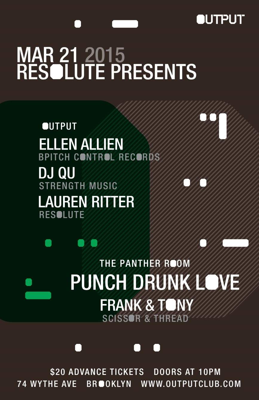 Resolute presents Ellen Allien/ DJ QU/ Lauren Ritter and Frank & Tony - Página frontal