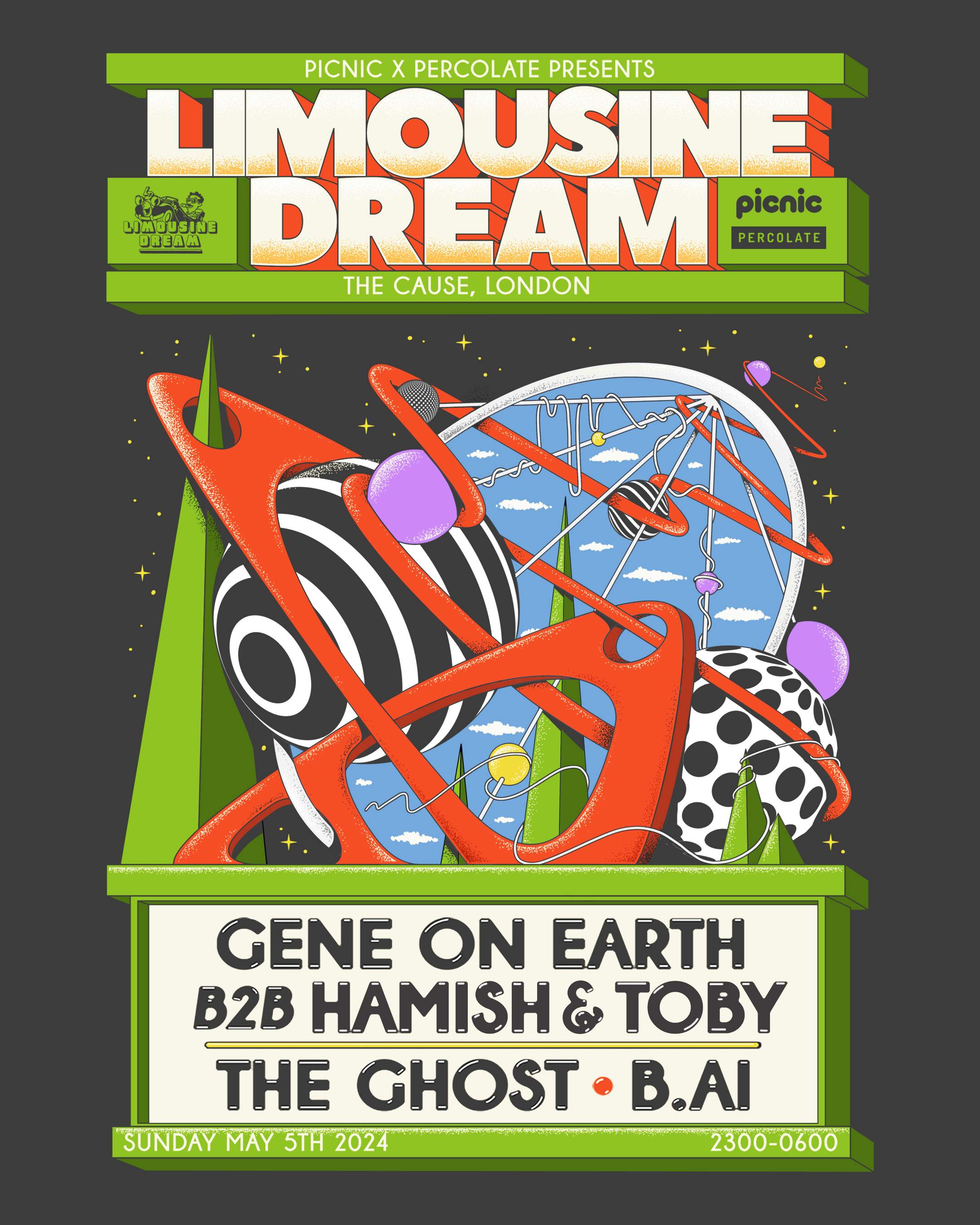 Limousine Dream: Gene On Earth b2b Hamish & Toby, The Ghost, B.AI (Bank Holiday) - Página frontal