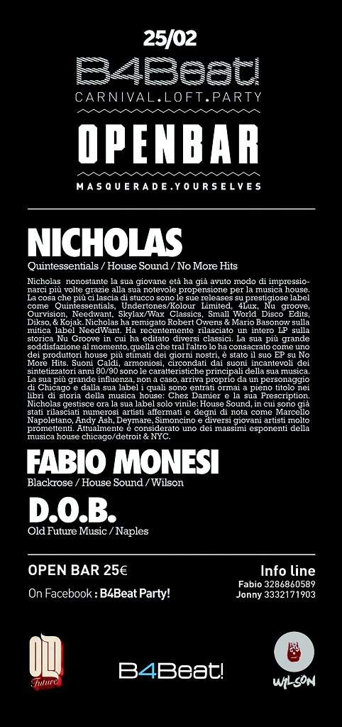 B4beat Pres: Nicholas Live + Fabio Monesi - Página trasera