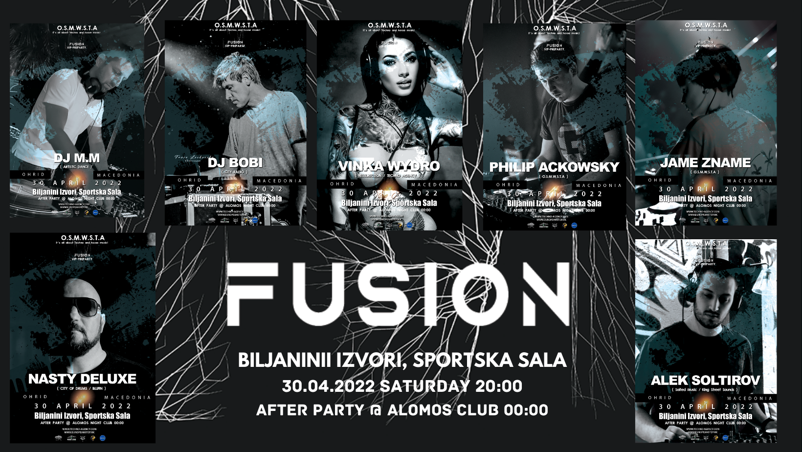 M Fusion & O.S.M.W.S.T.A - (Pre-Party) at Alomost Club, Ohrid - フライヤー裏