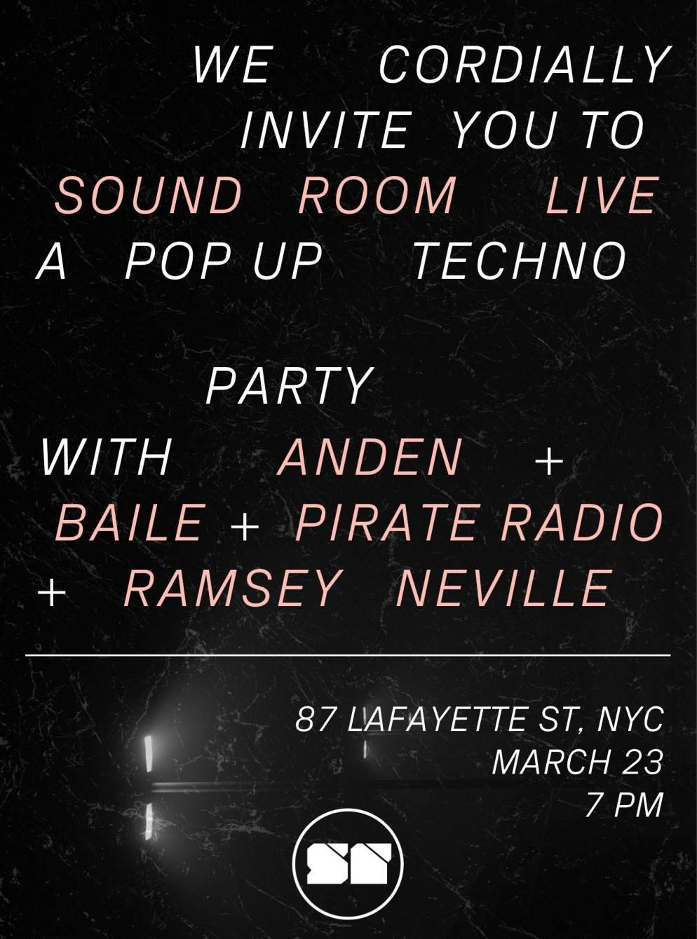 Sound Room Live with Anden, Baile, Pirate Radio, Ramsey Neville - Página frontal
