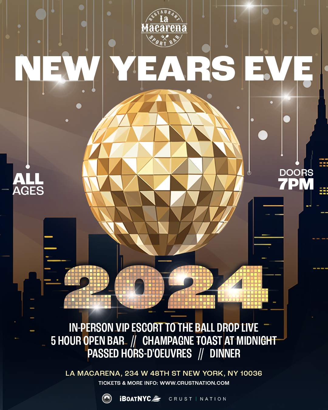 New Year's Eve 2024 NYC Times Square InPerson VIP escort to BALL