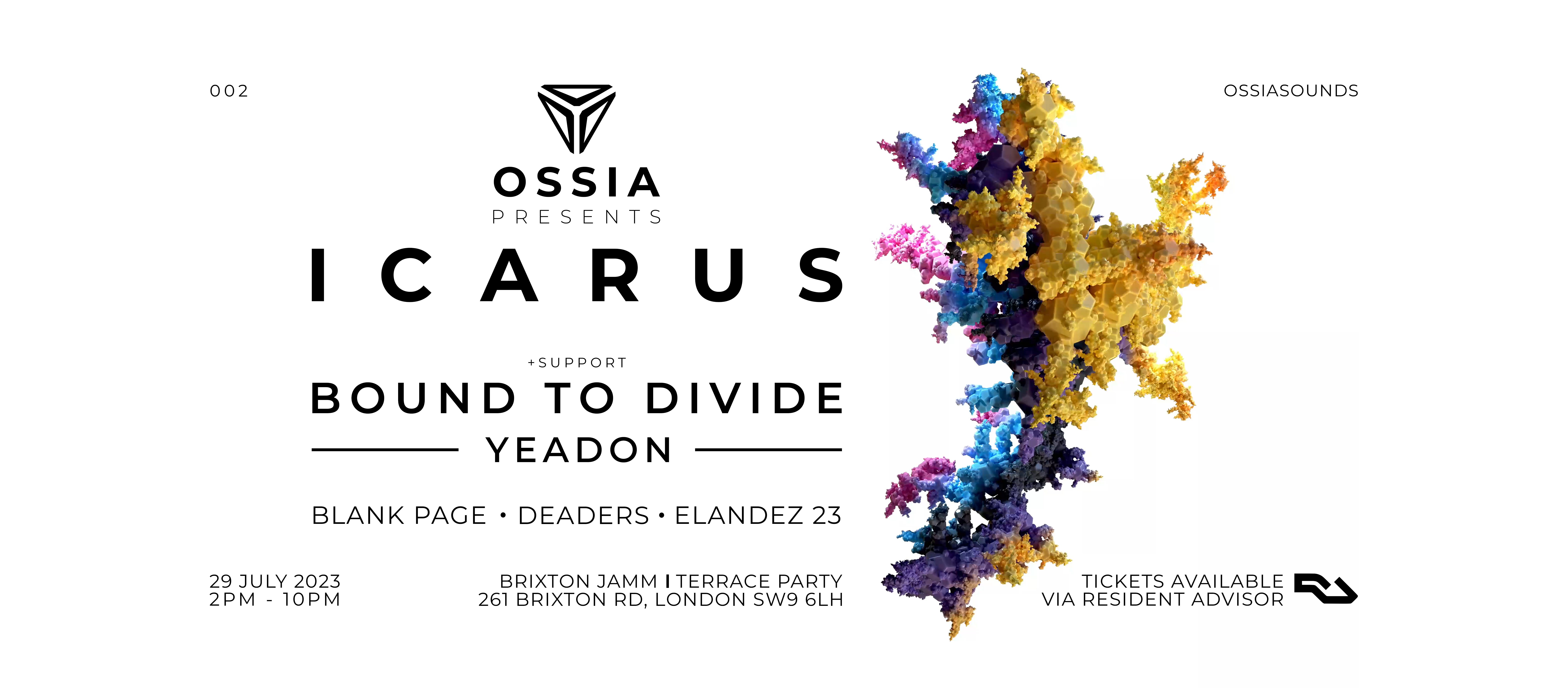 OSSIA presents Icarus, Bound To Divide, Yeadon [DAY PARTY] - Página trasera