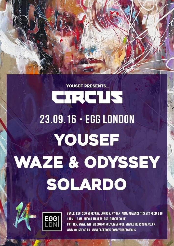 Circus: Yousef, Waze & Odyssey, Solardo - フライヤー表