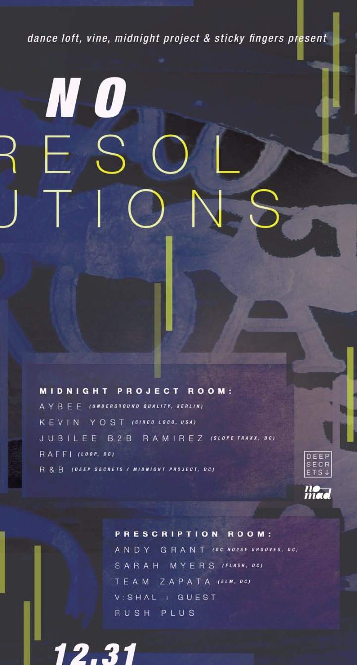 NYE: NO Resolutions Feat. Aybee, Kevin Yost Live & Jubilee - Página frontal