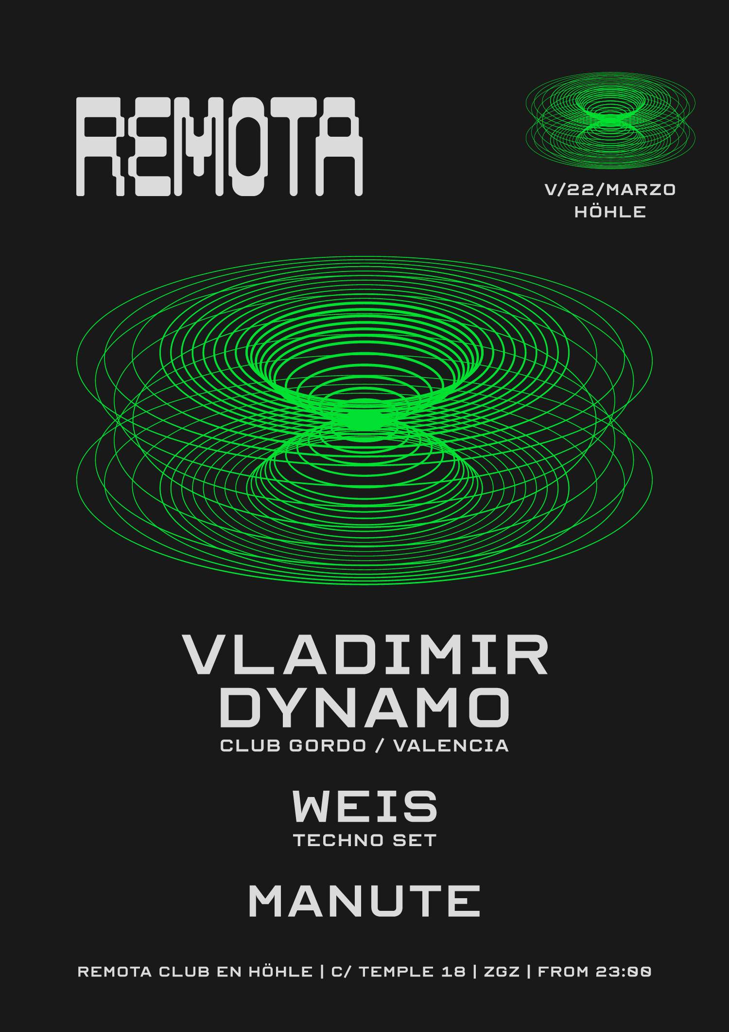 Remota Club / Vladimir Dynamo, Weis, Manute - フライヤー表