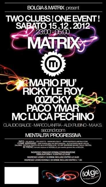 Official Party Matrix: *Two CLUBS! One Event* Lista Loco Info 3931400569 - フライヤー表