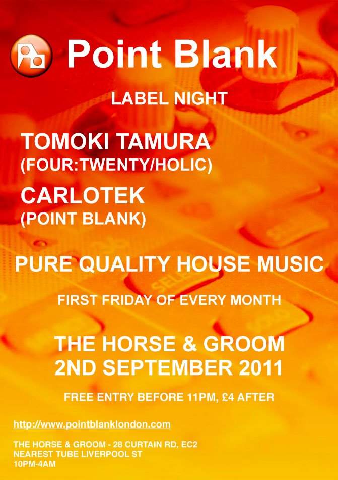 Point Blank Label Night with Tomoki Tamura & Carlotek - フライヤー表