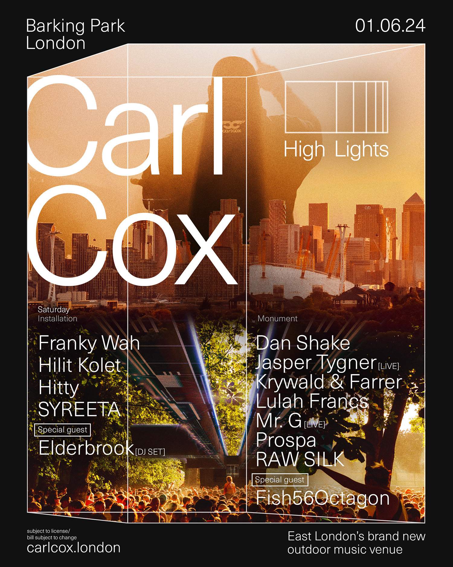 High Lights: Carl Cox, Franky Wah, Fish56Octagon, Elderbrook, Prospa, Dan Shake, SYREETA  - フライヤー表